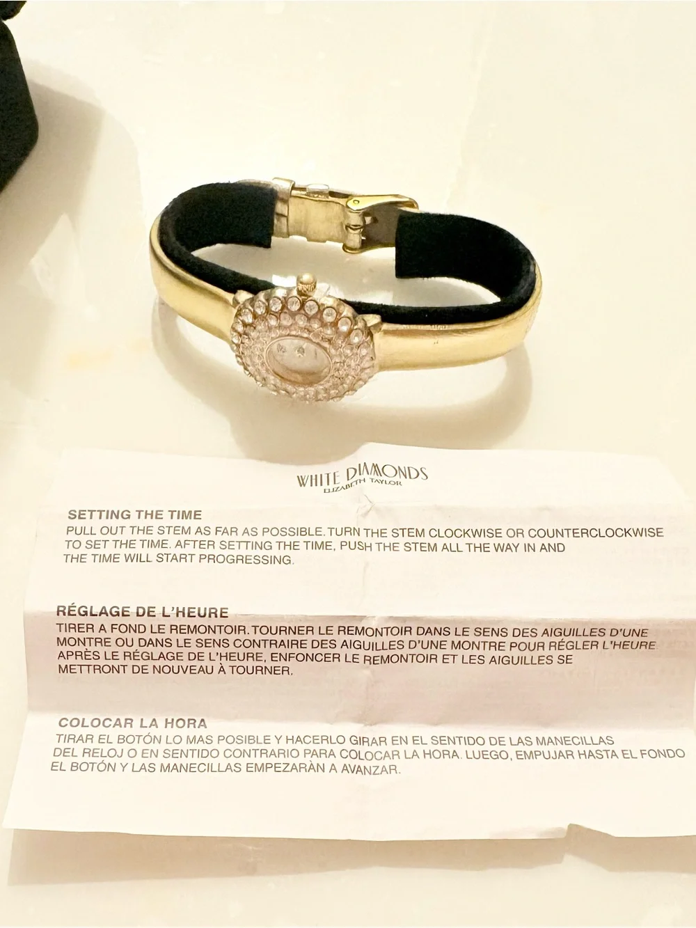 White Diamonds Elizabeth Taylor Gold Crystal-Accent Women's Bracelet Watch